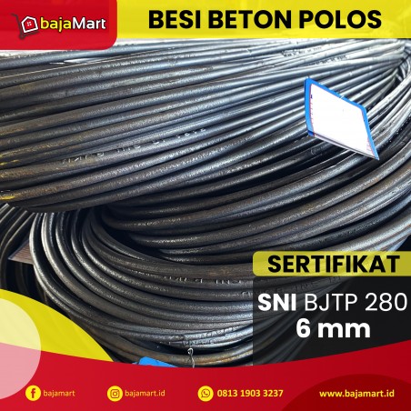 Besi Beton Polos Merek PERKASA SNI TP / TS 280 6 mm x 12 Meter
